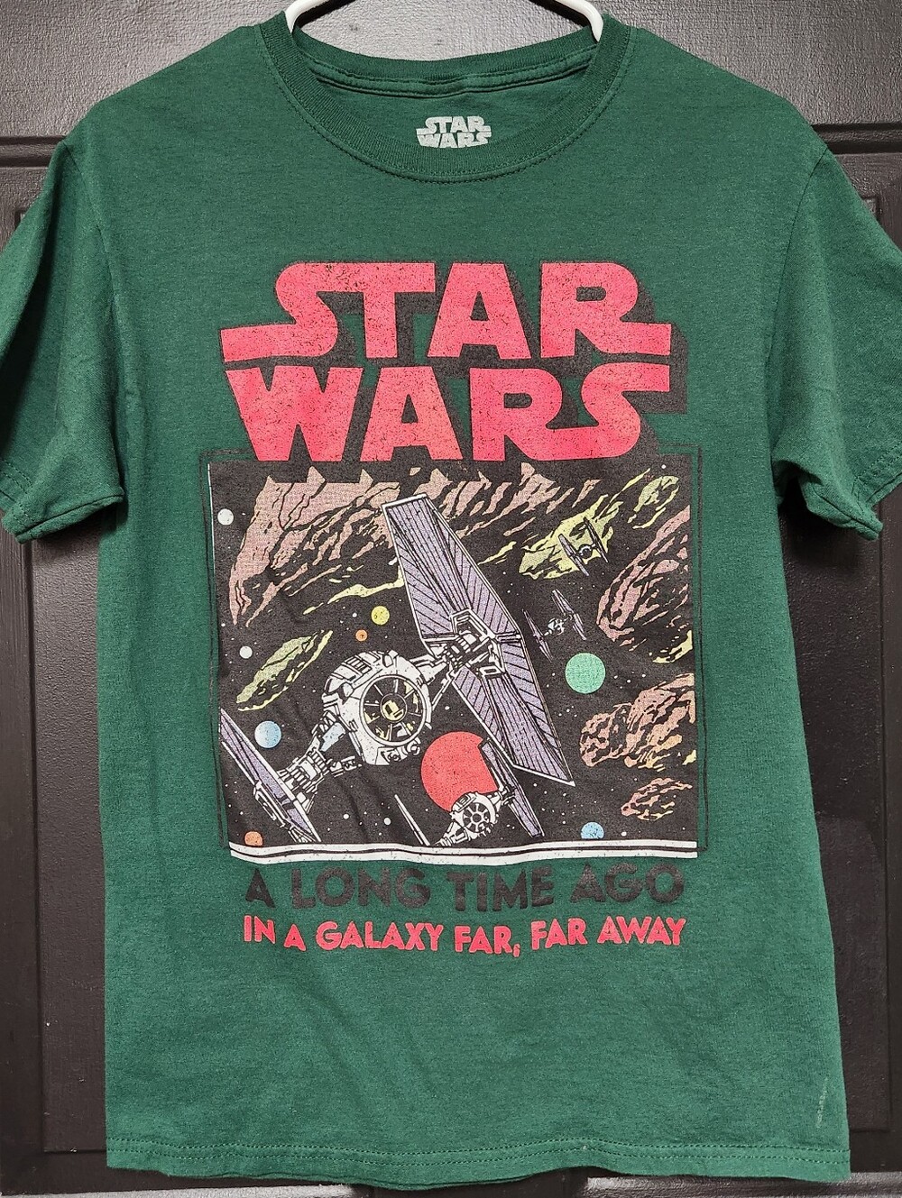 Star Wars T-Shirt Small Green A Galaxy Far, Far Away Mad Engine TIE Fighter Tee